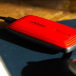 Samsung Portable SSD X5 on editing desk