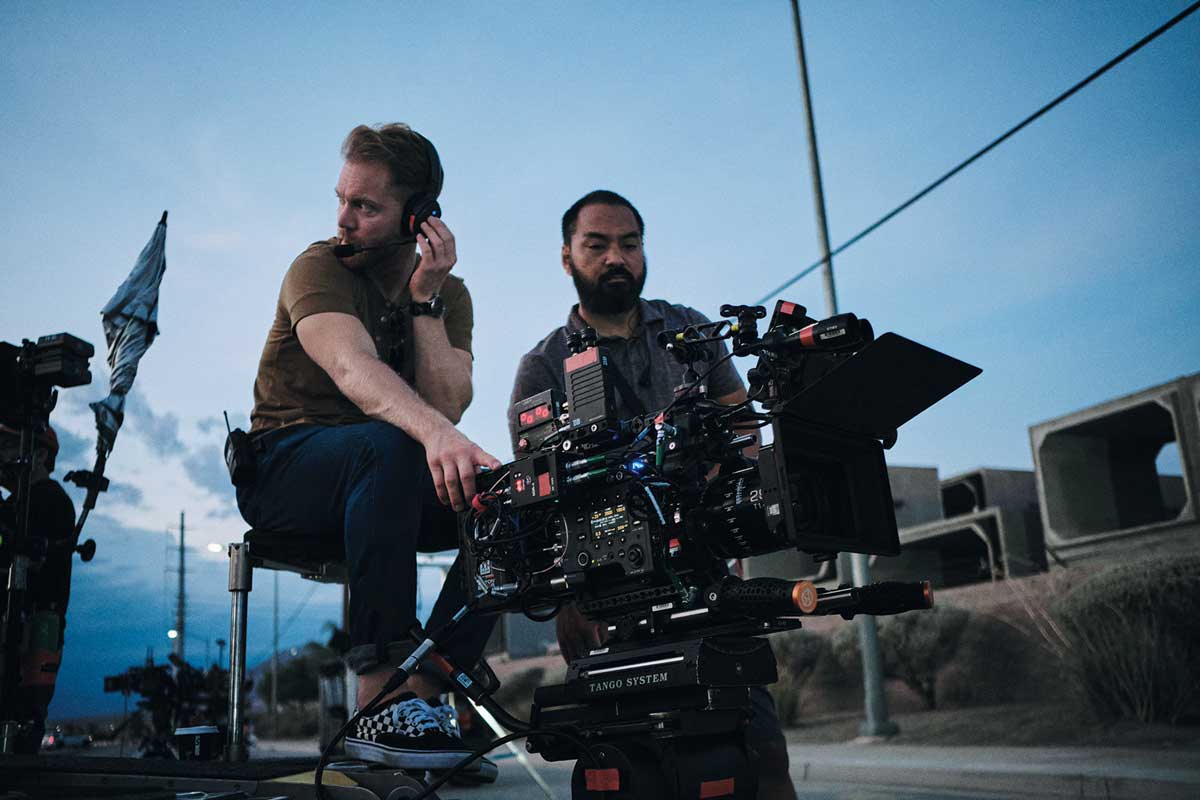 Holleran operates the camera on the set of Sympathy for the Devil Holleran operates the camera on the set of Sympathy for the Devil